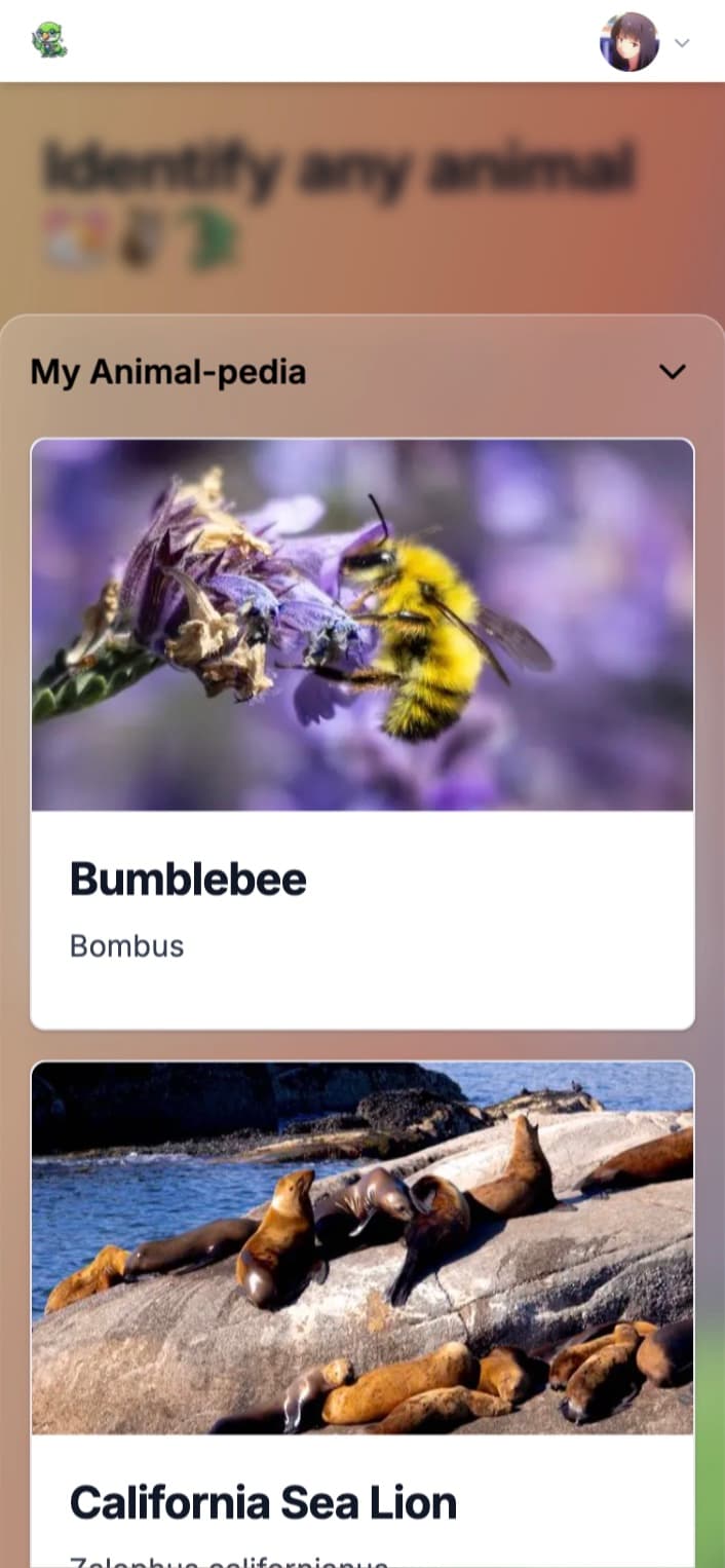 Animal-pedia app screenshot